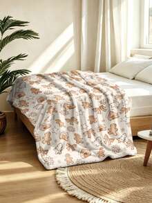 1pc Christmas Gingerbread House Snowflake Pattern Flannel Printed Throw Blanket - Soft And Comfortable, All-Season Use, Suitable For Sofa, Bed, Car, Office, Camping And Travel, Gift Blanket For Holiday Decoration - Multicolor - View 5
