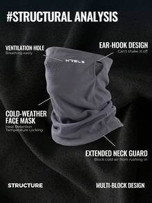 1PC WRELS Winter Neck Warmer, Warm, Windproof, Polar Fleece, Neck Gaiter, For Outdoor Sports, Cold-Resistant, Thermal, Cycling, Snowboarding, Face Covering, Neck Gaiter - Multicolor - View 5