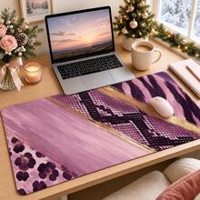 1pc Luxury Snake Leopard Print Patchwork Desk Mat, Multi-Purpose Vanity Table Protector, Nail Art Mat, Large Desktop Mouse Pad For Women Bedroom & Gaming Desk, S/M/L/XL - View 3