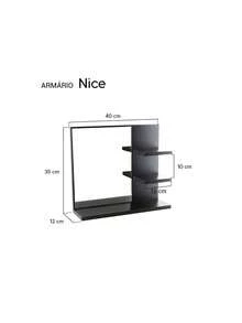 Espelho para Banheiro com Armário Preto Nice 40cm - Preto - Visão 2