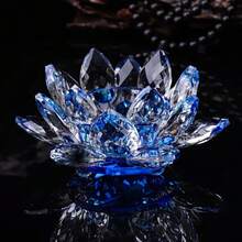 1pc Crystal Lotus Tea Light Candle Holder/Glass Tea Light Candle Holder Decor, Suitable For Christmas, Home, Wedding Party - Multicolor - View 13