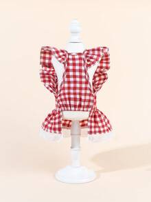 1pc Dog & Cat Mesh Wedding Dress Bow Cute Fashion Elegant Charming Creative Personalized Design Printed Pet Dress - Multicolor - View 5
