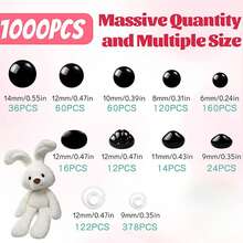 752pcs/50pcs/10pcs Safety Eyes And Nose Components, Including 228pcs Multicolor Safety Eyes And 90pcs Nose With 318pcs Washers, Suitable For Making Plush Animals And Teddy Bear Crafts, Multiple Sizes Available - A - View 19