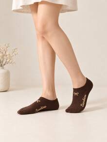 5 Pairs Random Style Women's Cute Bow Jacquard Invisible Low-Cut Short Socks, Suitable For Sports Shoes - Multicolor - View 3