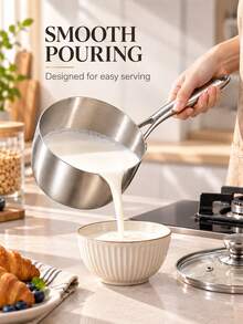 304 Stainless Steel Milk Pot Extra Thick 3-Layer Steel Multi-Function Cooking Pot With Glass Lid, Suitable For Cooking Noodles, Soup, Oatmeal, Baby Food, Compatible With All Stoves, Kitchen Cookware - View 4