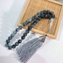 1pc Blue Cracked Pattern Tassel Prayer Beads, Islamic Religious Prayer Bracelet, Middle Eastern Muslim Handheld Beads, Suitable For Home Prayer, Religious Gatherings, Holiday Gifts And Daily Wear (Random Pattern) - Multi-color - View 2