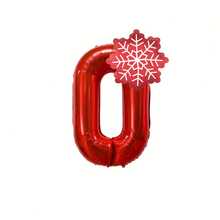 2pcs Red Number 0-9 & Red Snowflake Foil Balloons, Perfect For Christmas, New Year, Birthday Party Decoration Props - View 10