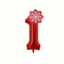 2pcs Red Number 0-9 & Red Snowflake Foil Balloons, Perfect For Christmas, New Year, Birthday Party Decoration Props - View 9