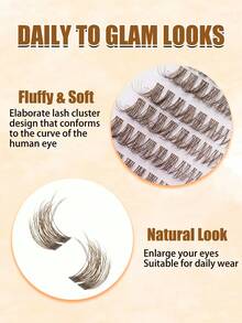 216pcs Brown Thin Dense False Eyelash Clusters, Long Voluminous Lash Tips, Create Mysterious Halloween Eye Makeup Effect, DIY Self-Adhesive Design, Suitable For Witch Cosplay, Theme Night Events And Festive Occasions - D - View 4