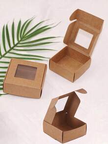 5/20/30/50pcs Foldable Paper Boxes With Transparent Window, Jewelry Gift Packaging Boxes, Suitable For Holiday Gifts, Party Favors, Accessories, Wedding Favors, Christmas Gifts, Halloween Decorations - Multicolor - View 2