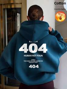 كنزة صوفية نسائية، طباعة 404 HUMAN NOT FOUND، Y2K، خريف/شتاء - أزرق بقري - مشاهدة 11