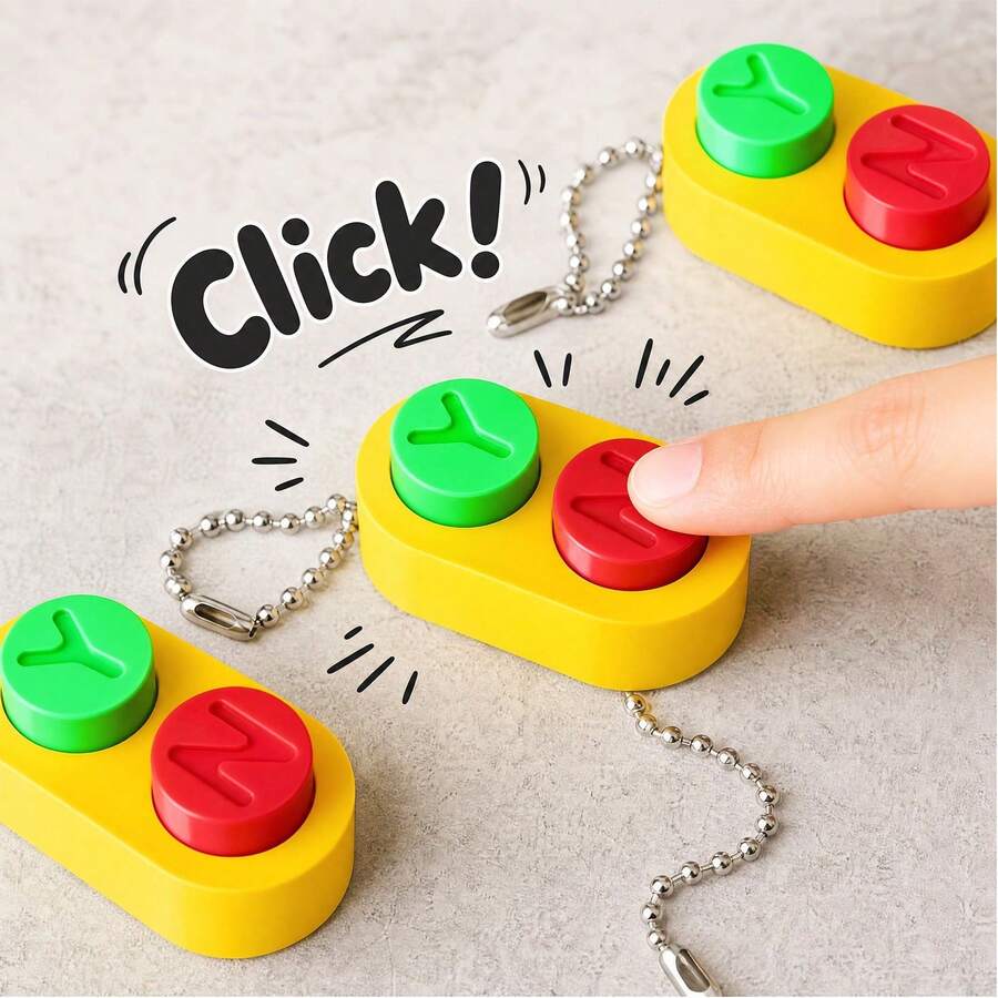 1pc Non-Double Button Stress Relief Keychain, Dual-Color Pop-Up Pressure Release Toy, Pocket Sensory Hand Toy, Daily Backpack Charm, Office Desk Mini Decor, Leisure Social Fidget, Minimalist Collectible Gift, Suitable For Teens And Adults