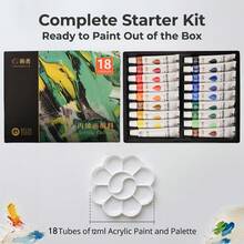 12/18/24/36 Colors Of Acrylic Painting Pigments + Palette, Suitable For Painting Pigment Sets And Tool Supplies. - Transparent - View 4