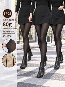3件組女款80g薄款黑色性感透明長襪，舒適保暖，適合春秋冬 15-25°C - 黑色 - 查看 9
