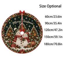 1pc Cute Hugging Snowman Pattern Christmas Tree Skirt, Elegant Color Holiday Decor, 5 Sizes, Unisex Holiday Gift, Suitable For Home And Party Christmas Home Decoration - Cute Hugging Snowman - View 3