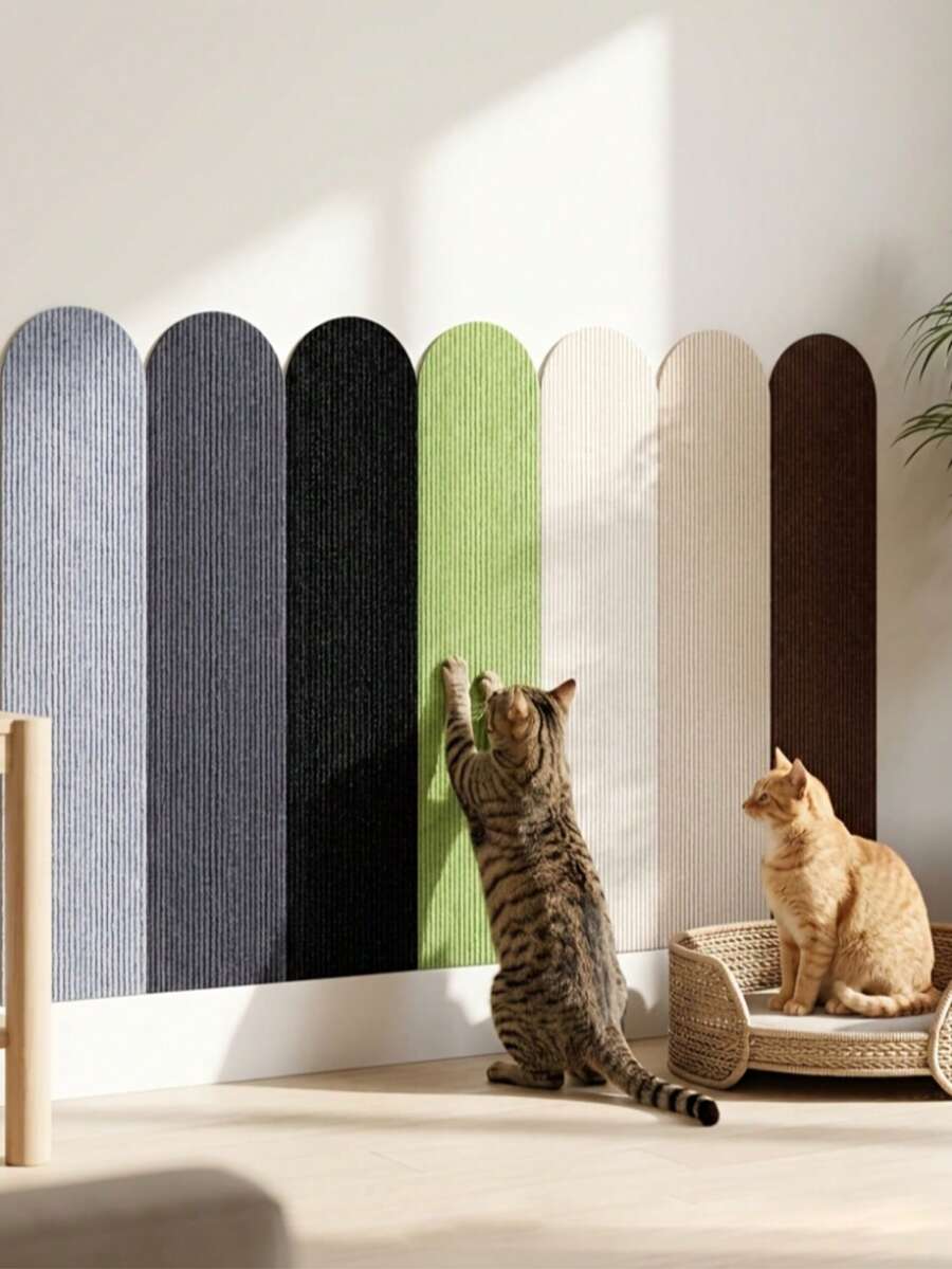 4PCS Cat Scratch Sticker Cat Scratch Board Cat Claw Grinder For Living Room Bedroom Sofa Wall Cat Gift, Let Cats Exercise Rest Scratch Play, Space-Saving Design For Indoor Cats, Pet , Beautiful Pet Accessory - Multicolor - View 1