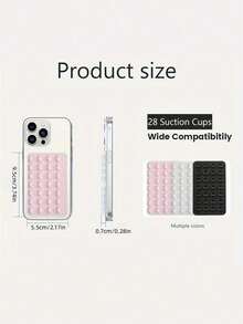 Silicone Suction Cup Phone Holder, Double-Sided Grip Pad For Smartphone Case, Reusable Adhesive-Free Phone Mount For Mirror, Makeup, Fitness, Shower, Video Recording, Hands-Free Use, Compatible With Most Smartphones - Multiple Styles - View 12