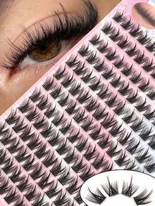 156pcs Spiky False Eyelash Clusters, Pointed Thin Anime Manga Style DIY Eyelash Clusters, Fluffy Dense Mixed Length Eyelash Extensions, Curly Lightweight Natural Look, Suitable For Daily Wear, Party, Christmas, Holiday Makeup - D - View 9