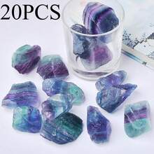 20件天然彩色螢石晶體礦石景觀岩石標本，不對稱形狀原石，家居裝飾用 - 螢石 - 查看 12