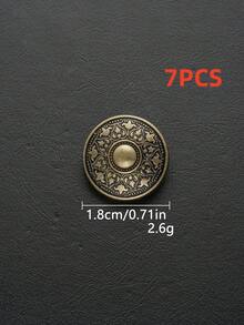 7pcs Vintage Engraved Round Metal Hand Sew Buttons, Embossed Pattern Decorative Sewing Buttons For Suit Coat Jacket Garment DIY Accessories - Multicolor - View 23