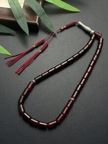 1pc Ramadan Middle East 33-Bead Colorful Cylinder Beads With 2 Tassels Woven Prayer Beads, Ramadan Men's Handheld Bracelet For Daily Prayer, Festival Gift - Multicolor - View 12