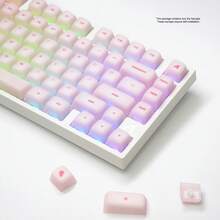 ATTACK SHARK SK01 113 Keys Full Keycaps Set, Double Shot, Cherry Profile, Ergonomic, PC+Silicon Untuk Keyboard Gaming TKL ANSI 21/87/100/104/108 Tombol Tipe Cross Mekanik/Magnetik, Warna Pink - View 8