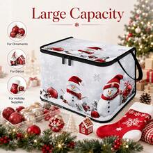 1pc 2DFlat Foldable Zipper Storage Box, Christmas Print Design, Can Store Clothes, Bedding, Nail Tools, Holiday Miscellaneous Items, Suitable For Under Bed, Wardrobe Placement And Moving Packing, Zipper Closure Secure, Reinforced Handle Durable Weight-Bearing Living Room Miscellaneous Storage Basket, Dormitory Seasonal Bedding, Book Storage Supplies - A - View 9