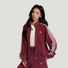 Jaket Olahraga Rajut Streetwear Longgar Adidas Street Knit TT dengan Gaya Lusuh, Mirip dengan Shao Yuqi, KX3044 - Burgundy - View 5