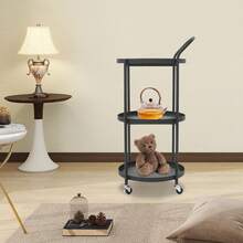 Metal Frame Serving Cart For Kitchen, Dining Room, Rolling Bar Cart, Mobile Storage Cart - Black - View 10