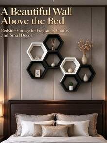 Hexagonal Floating Shelves Nordic Wall-Mounted Shelves For Living Room And Entryway, Creative Geometric Storage Decor, Small Size, Mini Shelves For Small Objects Or Micro Wall-Mounted Decorations - Multicolor - View 5