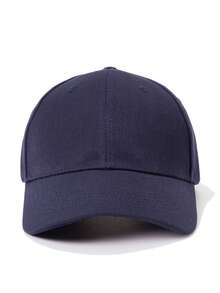 1pc Solid Color Minimalist Casual Baseball Cap, Adjustable Back, Unisex - Navy Blue - View 5