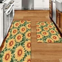 2D Sunflower Pattern Printed Long Runner Rug, Indoor Entrance Mat, Bedroom Bedside Mat, Kitchen Runner Mat, Suitable For Living Room, Laundry Room, Bathroom - Multicolor - View 4