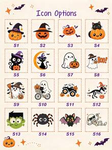 Customized Embroidered Name Halloween Trick Or Treat Bag, Cute Ghost & Pumpkin Pattern Halloween Party Candy Basket Gift - Multicolor - View 8