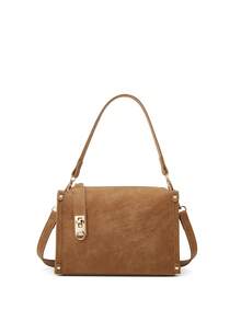Women Metal Turn‑Lock Box Style Shoulder Bag, Removable Strap Fashion Crossbody Handbag - Multi-color - View 1