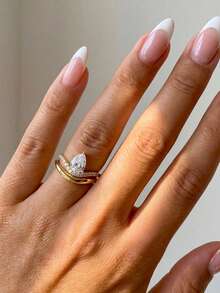 1pc Fashion Minimalist Curved Ring, Suitable For Women's Daily Wear And Party Accessories, Vintage Elegant Jewelry Gift - Gold - View 5