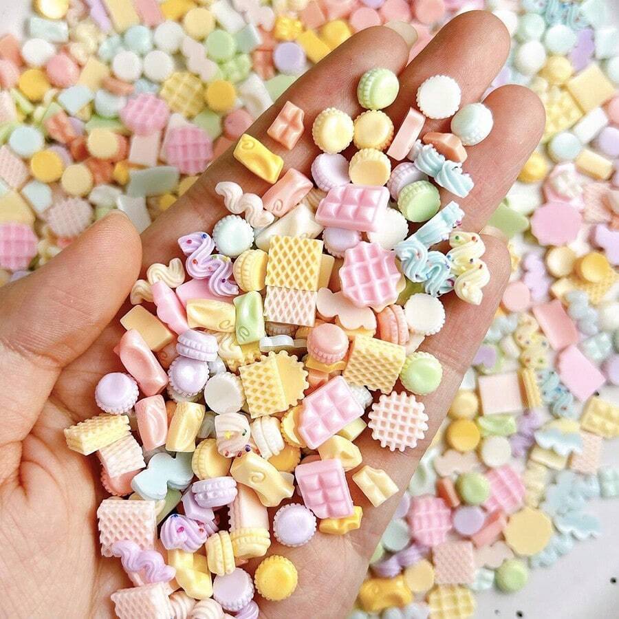 10/30/50pcs 3D Resin Macaron Color Chocolate Cream Bar Shape Multi-Style Random Mixed Nail Art Decoration DIY Accessories - Random Mix - Mini Chocolate Assortment - View 1