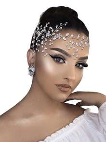 1pc Blue Rhinestone Crystal Bridal Hair Vine Classic Minimalist Petal Design Bridal Hair Accessory Suitable For Wedding Events Birthday Party Women Accessories Halloween - Blue - View 9