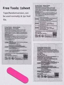 24片長款鴨形穿戴式假指甲，3D凝膠花卉美甲設計，粉色豹紋圖案，鋼珠美甲裝飾，壓克力材質假指甲套組，內含1片果凍膠與1片指甲锉，鴨形指甲，適合秋冬季節美甲 - 彩色 - 查看 4