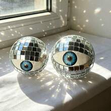 1pc Evil Eye Disco Ball Mosaic Glass Reflective Ball, Gothic Eye Pattern Decorative Ball, Gothic Style Desktop Decor, Personalized Room Decoration, Christmas Holiday Decor Toy - Multicolor - View 4