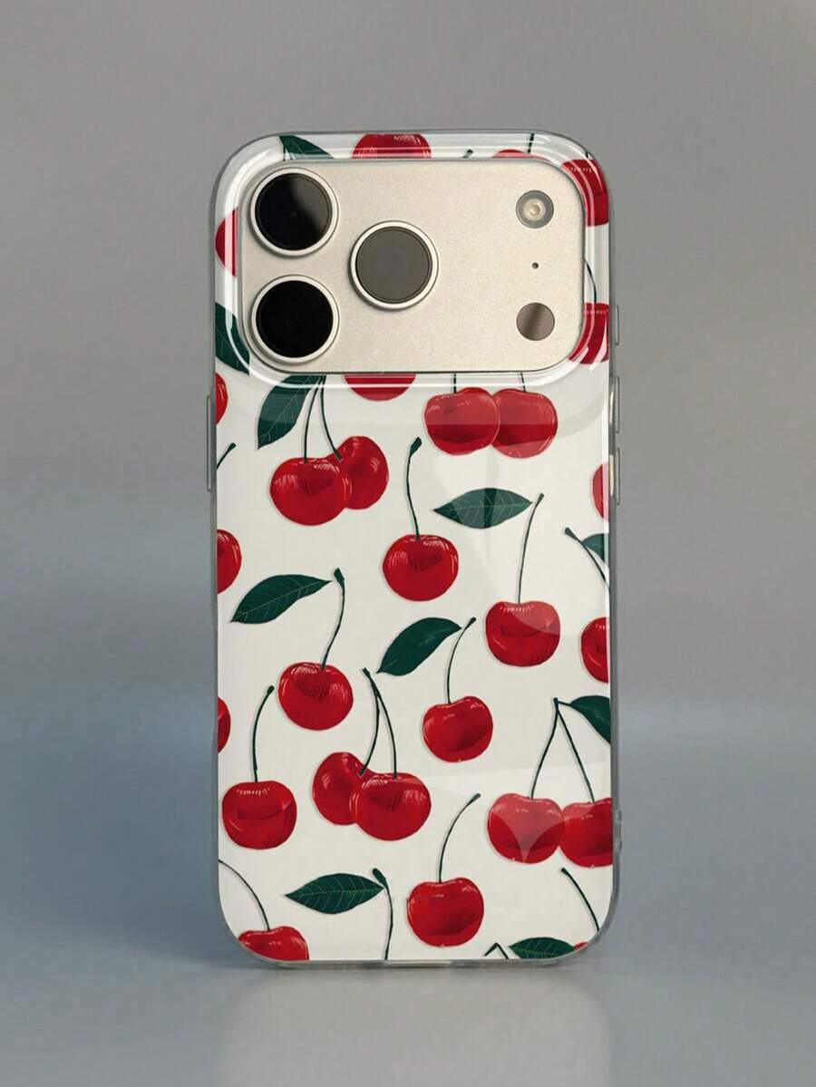 1 Piece Phone Case With Cherry Pattern Design, Compatible With Phone 17 Pro Max, 16 Pro Max, 15 Pro Max, 14 Pro Max, High Quality Korean Style, Stylish And Fun, Compatible With 11/12/13/14/15/22 Pro Max Plus, Stylish Design Suitable For Men And Women, Perfect Gift For Girlfriend On Christmas, Valentine's Day, Easter, Wedding Season And Birthday!