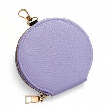 Dompet Koin Wanita dengan Resleting, Tas Earphone Mini Bulat Portabel Motif Biji Leci, Kantong Penyimpanan Kunci - MultiWarna - View 8
