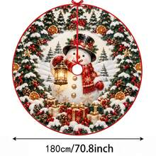 1件裝燈籠雪人圖案聖誕樹裙，優雅配色節日裝飾，5種尺寸，中性節日禮物，適用於居家與派對聖誕家居裝飾 - 提燈雪人 - 查看 10
