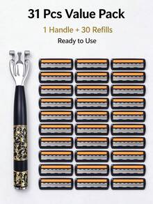 31Pcs,Razor Blade,Razors For Men,Tools For Men,Value Pack,Face Grooming - A - View 1