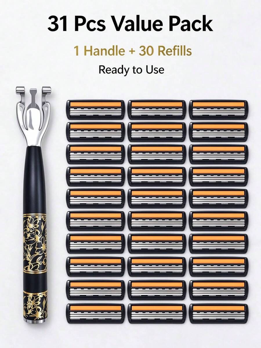 31Pcs,Razor Blade,Razors For Men,Tools For Men,Value Pack,Face Grooming - A - View 1