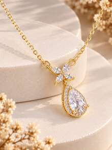 1pc Fashionable Versatile Water Drop Necklace For Women, Suitable For Daily Wear, Best Gift For Friends - Multicolor - View 2