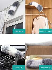 1pc Extendable Microfiber Duster With Stainless Steel Handle And Telescopic Pole, Home Dusting Fiber Brush Gap Cleaning Tool, Extendable Feather Duster, Perfect For Ceiling, Fan And Furniture Cleaning, Household Use - Multicolor - View 5