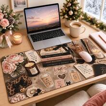 1pc Vintage Decor Desk Mat, Multi-Use Vanity Table Protector, Nail Art Mat, Large Desktop Mouse Pad For Women Bedroom & Office, S/M/L/XL - View 2