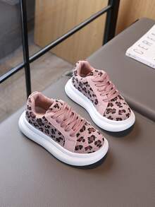 1 Pair Kids' Retro Versatile Star Pattern Leopard Print Sneakers, New Autumn Outdoor Casual Shoes For Boys And Girls - Pink - View 5