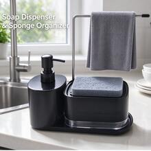 Set Dispenser Sabun Dapur 4-in-1, Desain Pompa Ganda, Cocok untuk Sabun Tangan dan Sabun Cuci Piring, Dapat Diisi Ulang, Dilengkapi dengan Tempat Spons dan Rak Pengering, Penyimpanan Hemat Ruang di Meja Dapur dan Kamar Mandi, Dekorasi Dapur Modern, Sempurna sebagai Hadiah Natal, Liburan, Hari Ibu, Pernikahan, dan Pesta Peresmian Rumah, Hadiah Rumah - Berbagai gaya - View 7