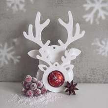 Cetakan Silikon Pemegang Hiasan Rusa Natal, Cetakan Kerajinan Resin Epoksi & Plaster DIY untuk Ornamen Gantung Pohon Natal & Dekorasi Hadiah Liburan - Cetakan rusa kutub - View 5